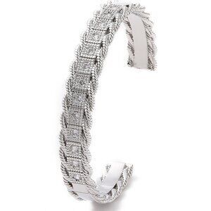 Beautiful Silver Bling CZ detailed open Cuff bangle Bracelet NWOT Mix&Match 2/20